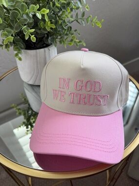 In God We Trust Pink Embroidered Baseball Cap Adjustable Christian Hat NWT